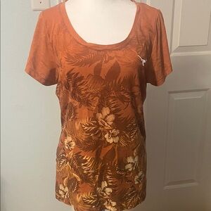 Tommy Bahama Orange Floral Texas Longhorns Short Sleeve Top